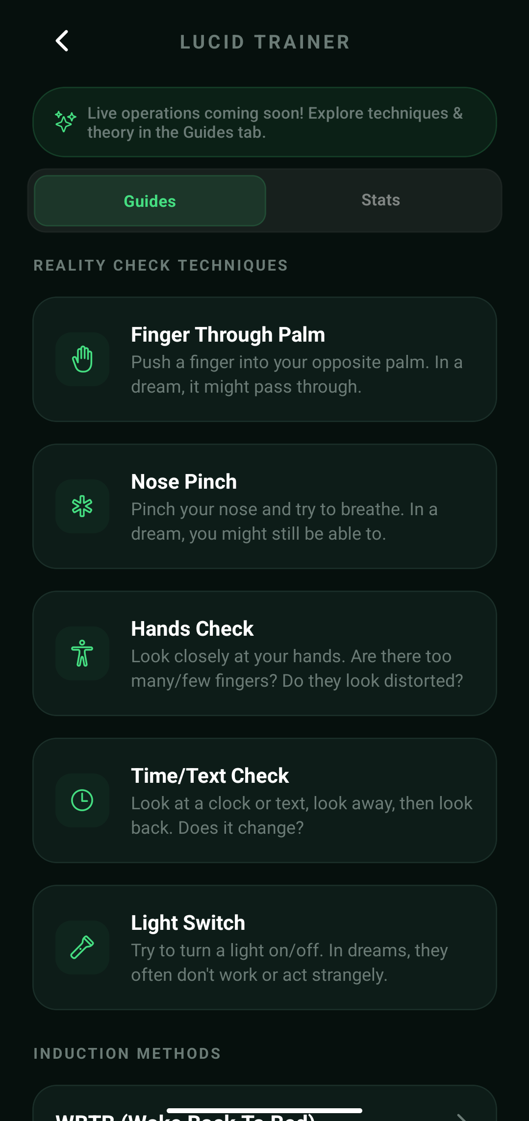Noctra Lucid Guide Screen