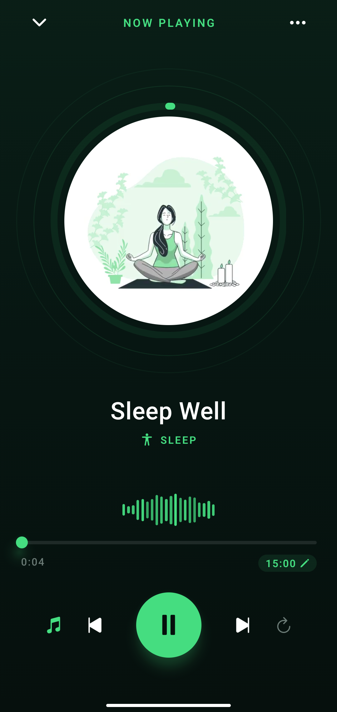Noctra Sleep Meditation Screen on Android